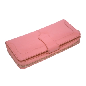 Молодёжный кошелёк кожаный приглушённого розового цвета с клапаном