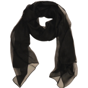 Таинственный женский однотонный шарф из натурального шелка черного цвета